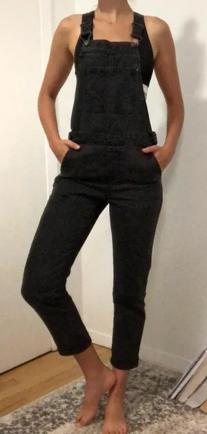 Topshop Black Slim Leg Overalls thumbnail 2
