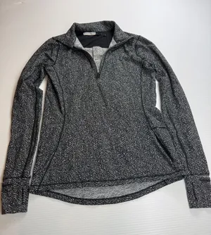 Lululemon Athletica quarter Zip Pullover Long Sleeve Top Womens‎ Black Pattern 4 thumbnail 1