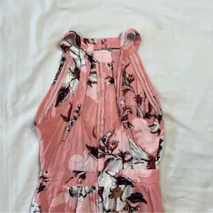 Floral Pink Maxi Dress Small High Neck Front Splits Fairy Cottagecore Whimsical thumbnail 6
