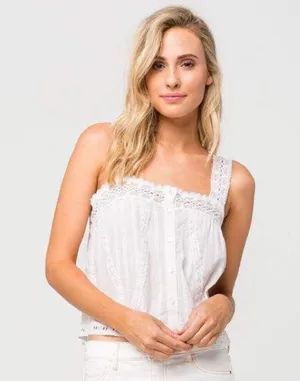 Tilly's White Crochet Button Top thumbnail 1