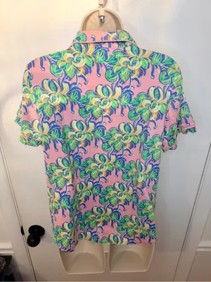 Lauren James LJ Size M Pink Tropical Floral Short Sleeve Pajama Top Sleep Shirt thumbnail 8