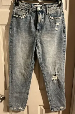 Vervet Rise Waist‎ Distressed Jeans Women’s Size 27 Denim Cropped 100% Cotton thumbnail 1