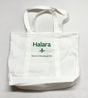 Halara Logo Canvas Tote Bag Womens Size OS White Green Gym Reusable Cotton Large thumbnail 1