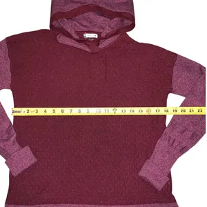 Smartwool Hoodie Colorblock Women S Burgundy Merino Wool Blend Pullover Gorpcore thumbnail 5