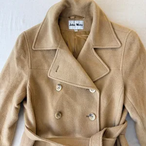 Vintage John Weitz Pure Camel Hair Double Breasted Pea Coat Women Size 8 Tan thumbnail 7