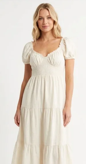 Forever 21 ivory color maxi dress size XLarge boho thumbnail 1