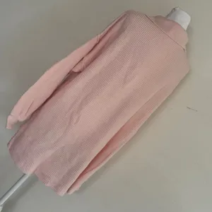 Free People FP Beach Pink Ribbed Knit Polo Tunic Sweater Linen Cotton‎ Blend M thumbnail 3