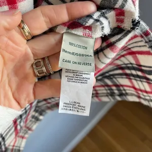 L.L. Bean Red White Blue Americana Plaid Quarterzip Pullover size Large Campcore thumbnail 5