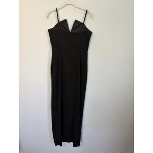 Betsy & Adam Black Tux Detail Strapless Column Gown Size 10 $239 NEW thumbnail 4