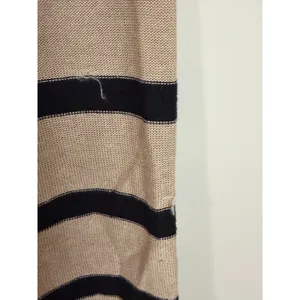 La Ligne Cardigan Women Size S Tan Black Striped Linen Cropped V-Neck thumbnail 10