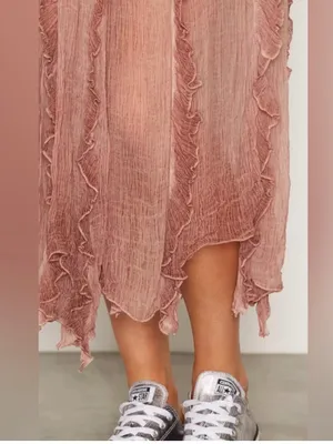 Free People‎ Follow Me Ruffle Skirt size 12 Boho Flowy Airy Ruffle Romantic thumbnail 13