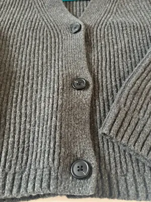 Abercrombie & Fitch Gray Ribbed Button-Up Cardigan Sweater thumbnail 3