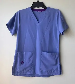 Carhartt Force XS Blue Scrub‎ Top Scrubs Women's Top with Purple Accents Nursing thumbnail 1