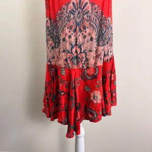 Free People Dobby Dot Flouncy Slip Dress Open Back Red Floral Paisley Mini Small thumbnail 11
