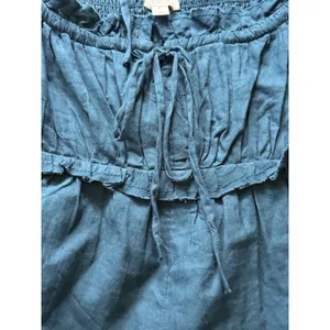Anthropologie Pilcro Puff-Sleeve Babydoll Romper Playsuit XL Blue Cotton Ruffle thumbnail 6