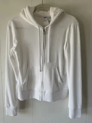 Aritzia TNA Cali Zip Terry Hoodie White Size M thumbnail 3