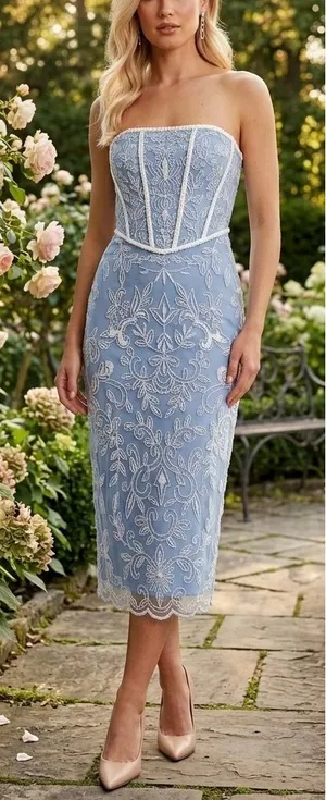 Coast Blue Sequin Embellished Corset Midi Dress Size 6 thumbnail 1