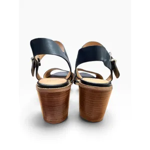 Franco Sarto Harlie Black Leather Block Heel Ankle Strap Sandals Womens 11M thumbnail 5