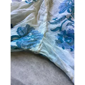 Roller Rabbit Blue Floral Block Print Cotton Tunic Top Tassels Womens Medium thumbnail 7
