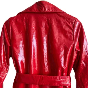 NWT Dolls Kill Flame Viral Vengeance red vinyl Belted trench coat XS Y2K thumbnail 7