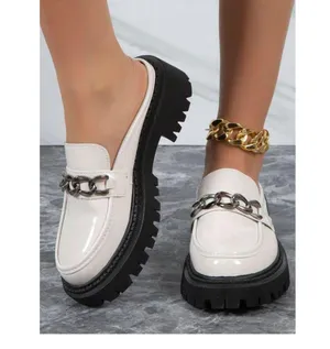 Y2K white chunky loafer with top chain thumbnail 2