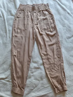 Abercrombie & Fitch 100% Lyocell Tan Paperbag Waist Jogger Pants M thumbnail 1