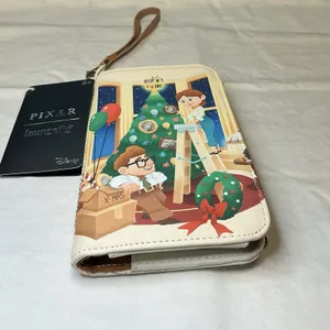 Loungefly Disney Pixar Up Carl Ellie Christmas Tree Tech Wallet Wristlet NWT thumbnail 2