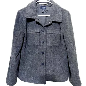 American Eagle Gray Wool Coat Jacket Womens‎ Large Button Front Peacoat Military thumbnail 1