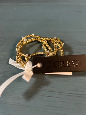 J. Crew Gold Beaded Stretch Bracelet Set with Ribbon Accent - New $54.50 thumbnail 2