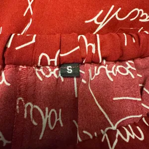 2092‎ | Script Print Two Piece Button Down Pajama Set Red White Women Small thumbnail 11
