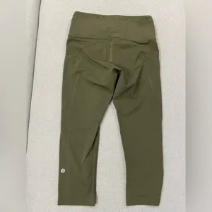 Lululemon High-Rise Olive Green Capri Leggings Size 6 Cropped Activewear Pants thumbnail 3