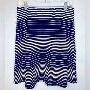 Margaret M Blue and White Striped A-Line Knee-Length Skirt Women’s Size M thumbnail 1