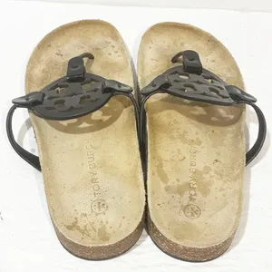Tory Burch‎ Miller Cloud Patent Cork Black Thong Sandals Size 9 thumbnail 4
