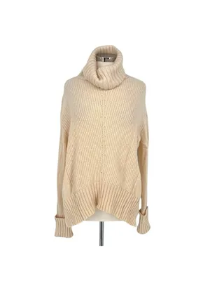 Anthropologie Moth Cream Cowl Oversized Wool Blend Ribbed Sweater Size Small thumbnail 2