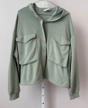 YOGALICIOUS Softlite Scuba Autumn Hoodie Jacket Green Women's Size‎ L thumbnail 1