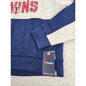 Fanatics Women Minnesota Twins Baseball Navy Stripe Logo Pullover Hoodie Sweatshirt LARGE thumbnail 3