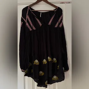 Free People Wild Horses Embroidered‎ Long Sleeve Mini Dress Size Small EUC thumbnail 3