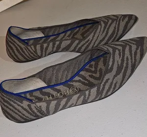 Rothy's Womens The Point Gray Zebra Stripe Ballet Flats‎ Shoes 9.5 thumbnail 1