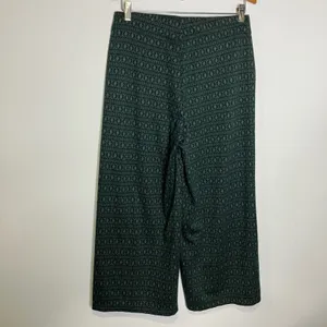Max Studio Green geometric pattern wide leg pants‎ pockets women's size medium thumbnail 4