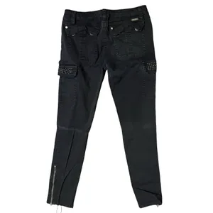 Miss Me Black Rhinestone Low Rise Skinny Cargo CP12468 Pants Jeans size 30 thumbnail 9