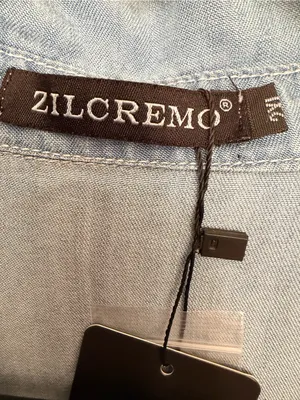Zilcremo Light Wash Denim Short Sleeve Shirt Dress NWT thumbnail 4