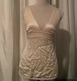 J.Crew Ivory Silk Deep V Cami thumbnail 2