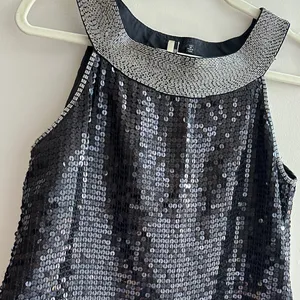 Miss Me Beaded Neck Sequin Mini Y2K Cocktail Dress, Black/Silver, Size Medium thumbnail 14