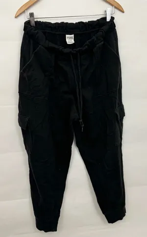 Victoria’s Secret PINK Cargo Sweatpants Large Black Jogger thumbnail 1