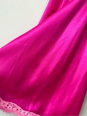 Victoria’s Secret Hot Pink Lace Trim Slip Dress Laungerie Floral Intimates S thumbnail 7