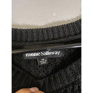 Ronnie Salloway Black Chunky Knit Button Split Side Scoop Neck Sweater M Size M thumbnail 4