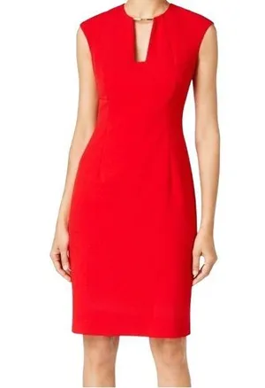 Calvin Klein Sleeveless Red Dress Size 10 thumbnail 1