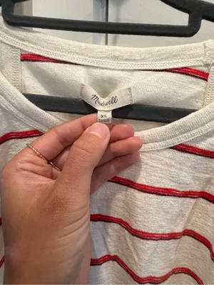 Madewell White Tank Top with Red Stripes thumbnail 3
