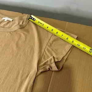 Bohme Minimalist Contemporary Cotton‎ Crew Neck Short Sleeve Top T-shirt Tan Med thumbnail 10