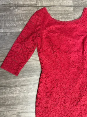 Laundry by Shelli Segal Red Floral Lace Sheath Cocktail Dress Size 4 thumbnail 5